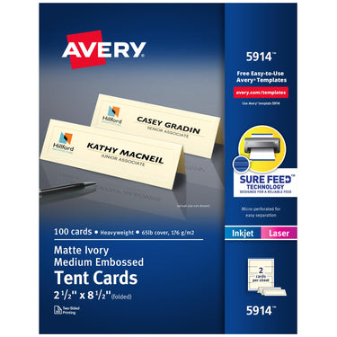 Avery Printable Tent Cards with Sure Feed Technology, 2.5